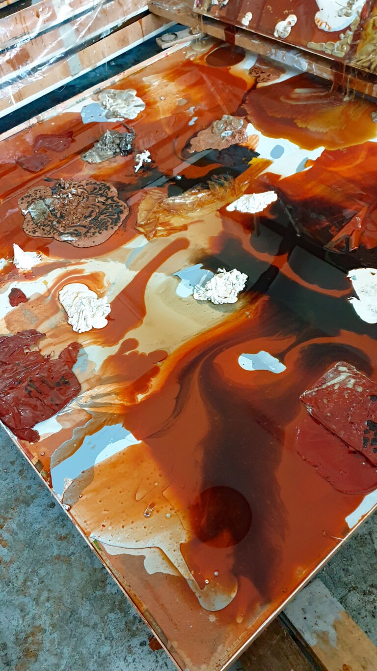Shifts in Time: August Installation view. Mixed media on canvas.