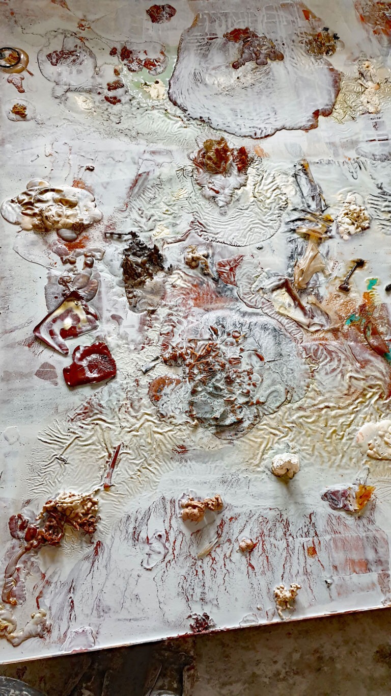 Shifts in Time: August Installation view. Mixed media on canvas.