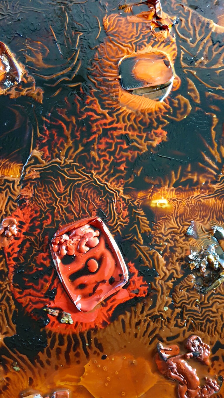 Shifts in Time: August Installation view. Mixed media on canvas.
