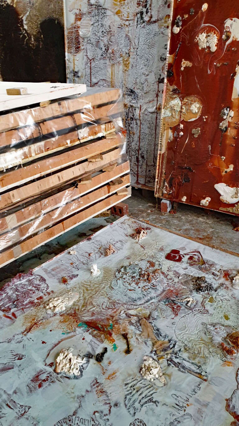 Shifts in Time: August Installation view. Mixed media on canvas.