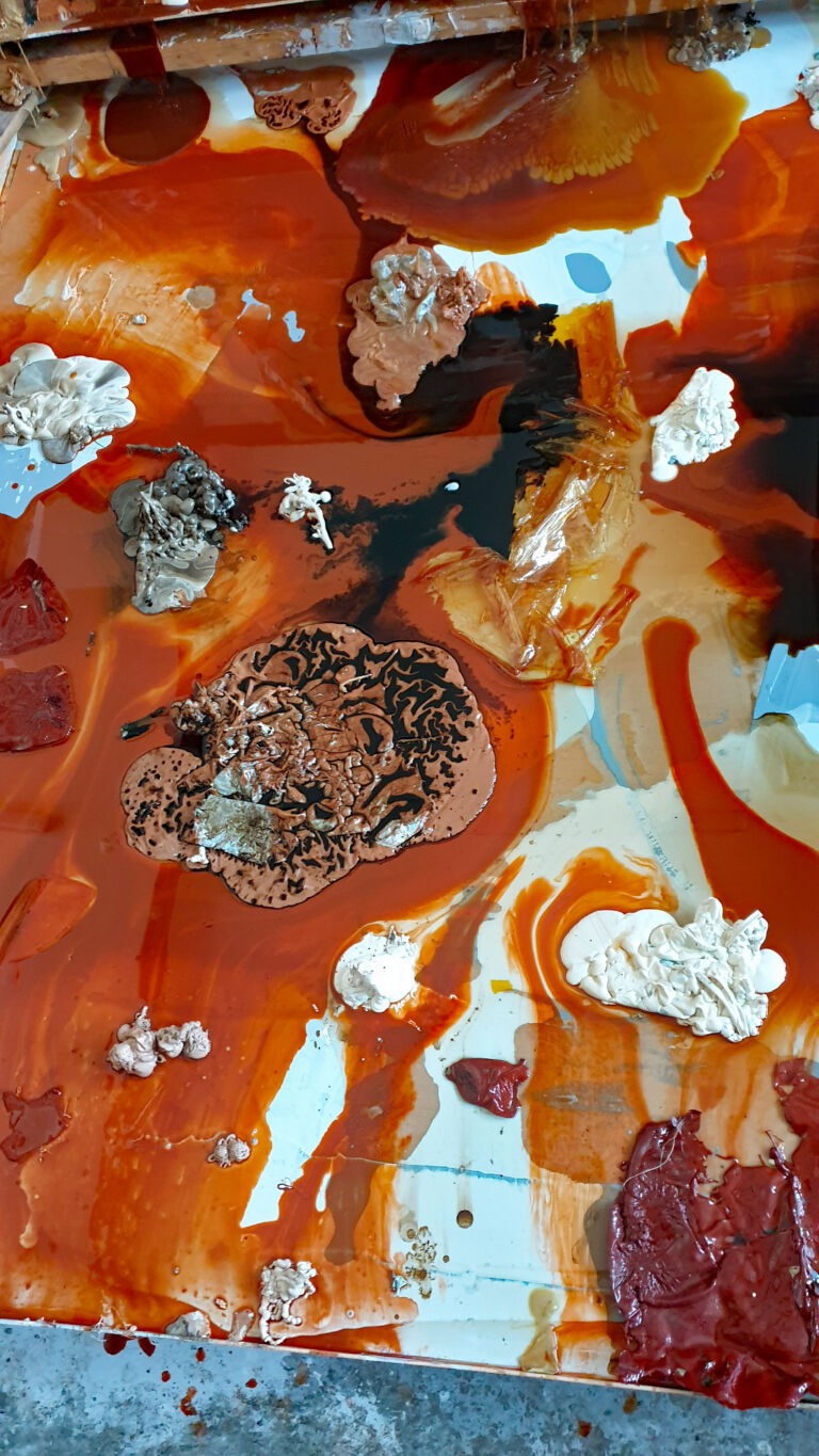 Shifts in Time: August Installation view. Mixed media on canvas.