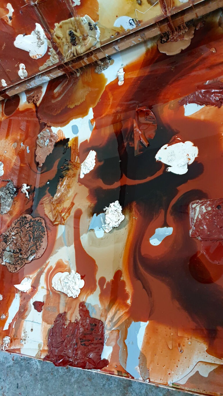 Shifts in Time: August Installation view. Mixed media on canvas.
