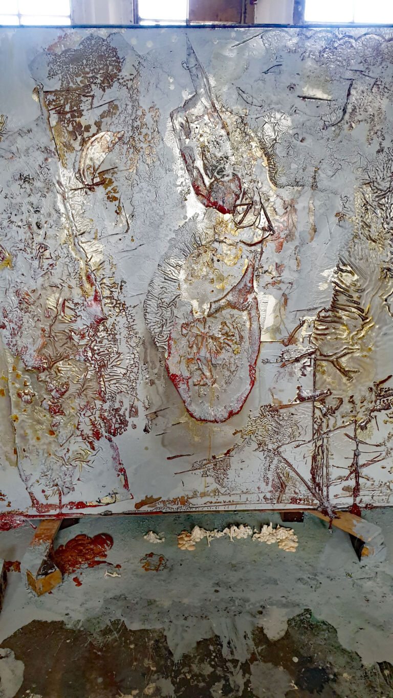 Shifts in Time: Summer, Installation view. Mixed media on canvas.