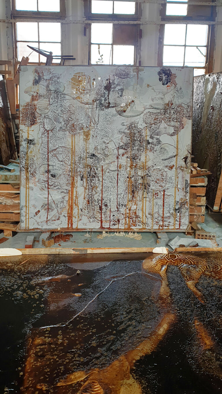 Shifts in Time: Summer, Installation view. Mixed media on canvas. 2 x 2 metres