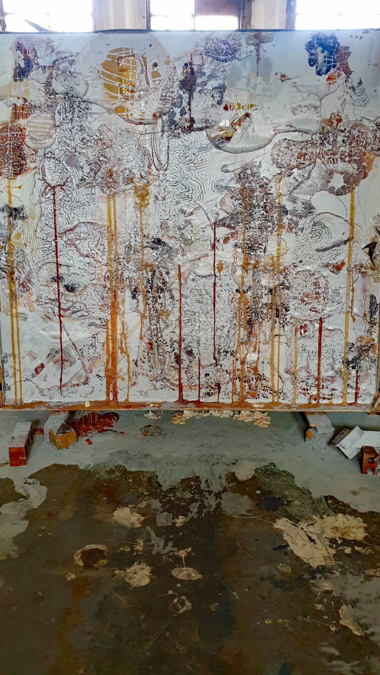 Shifts in Time: August Installation view. Mixed media on canvas.
