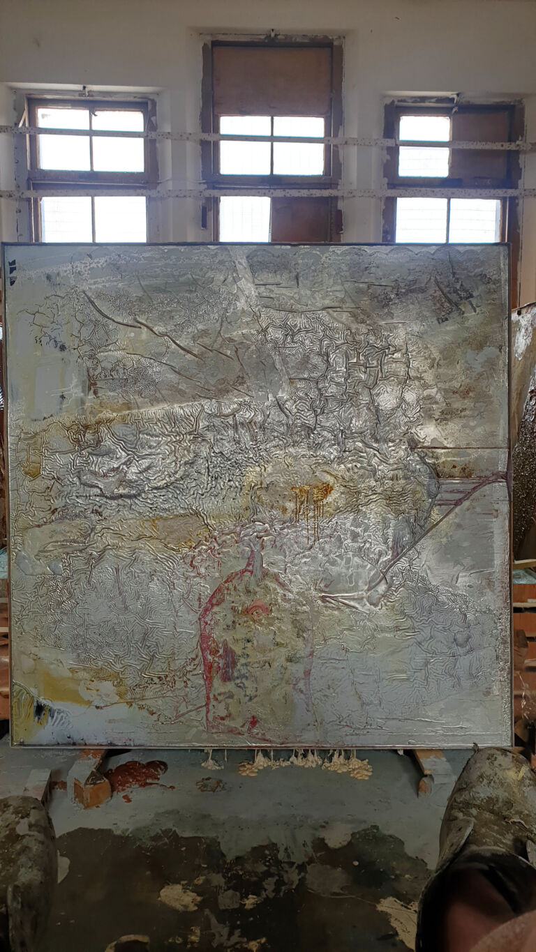 Shifts in Time: August Installation view. Mixed media on canvas.