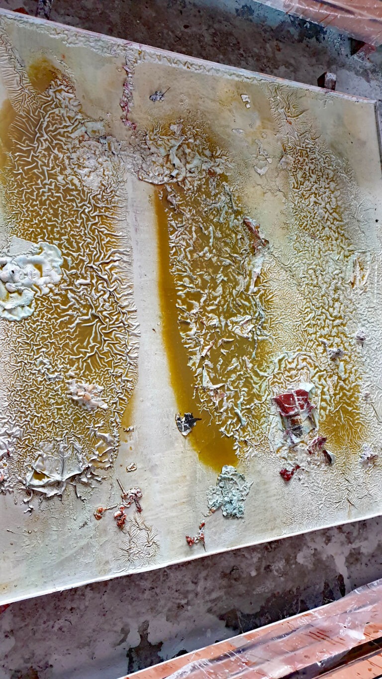 Shifts in Time: Autumn 2025. Installation view. Mixed media on canvas 2 x 2 metres