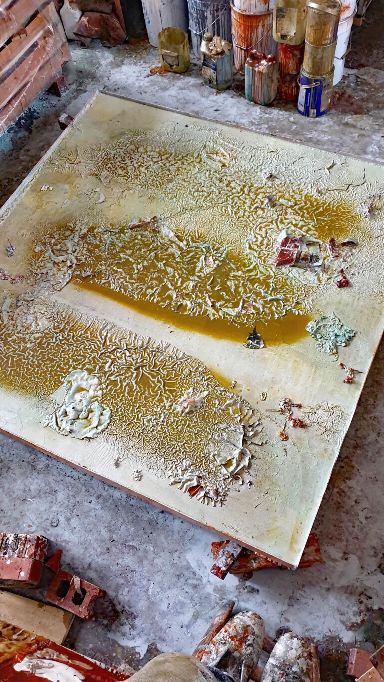 Shifts in Time: Autumn 2025. Installation view. Mixed media on canvas 2 x 2 metres