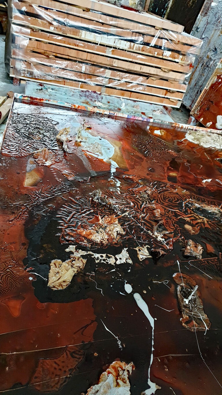 Shifts in Time: September. Installation view. Mixed media on canvas.