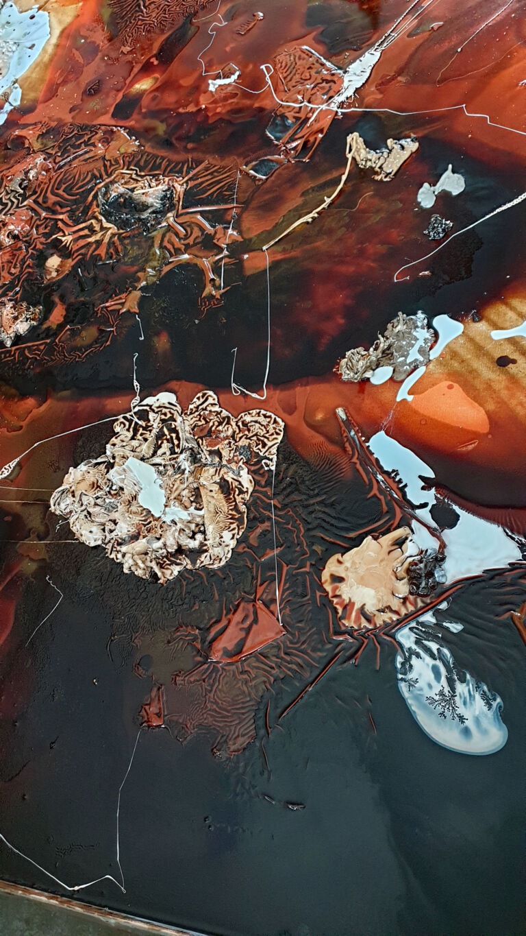 Shifts in Time: September. Installation view. Mixed media on canvas.