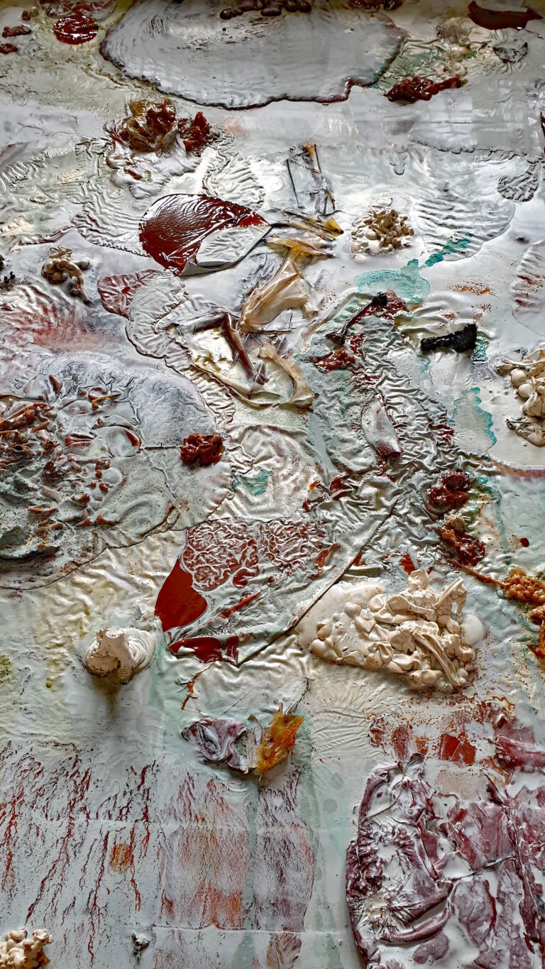 Shifts in Time: September. Installation view. Mixed media on canvas.