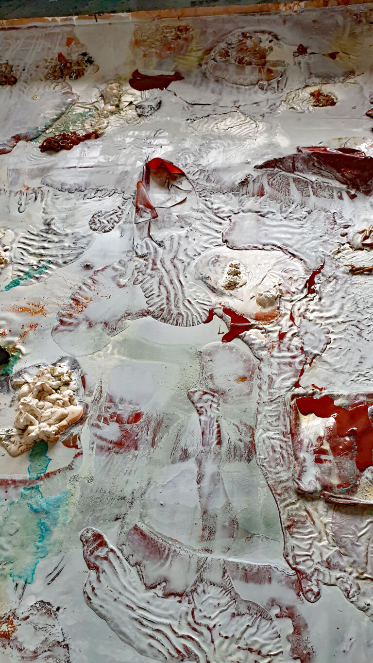 Shifts in Time: September. Installation view. Mixed media on canvas.