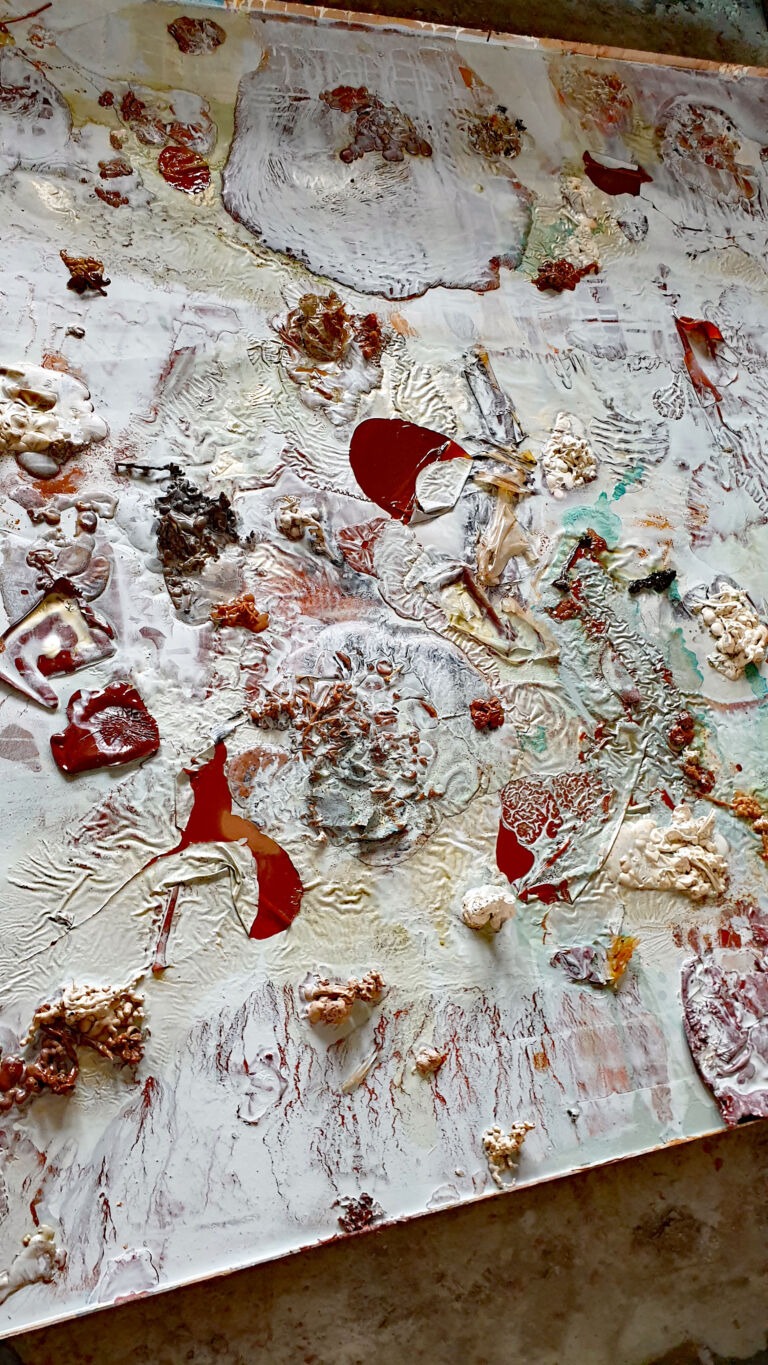Shifts in Time: September. Installation view. Mixed media on canvas.