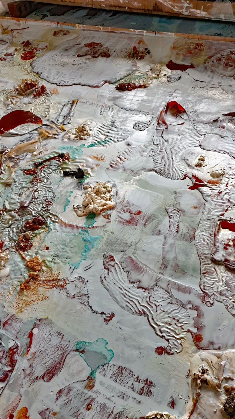 Shifts in Time: September. Installation view. Mixed media on canvas.