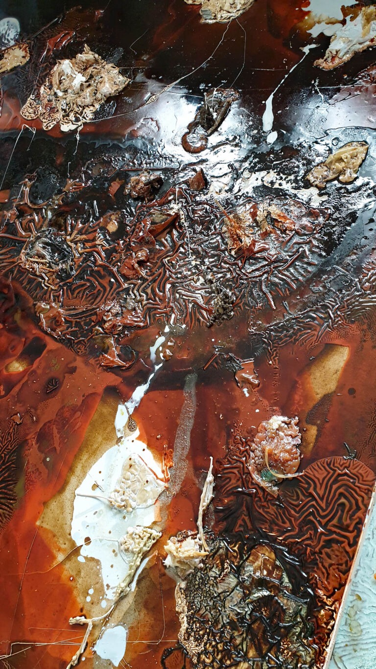 Shifts in Time: September. Installation view. Mixed media on canvas.