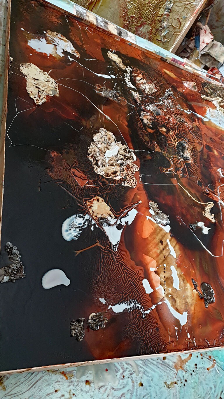 Shifts in Time: September. Installation view. Mixed media on canvas.