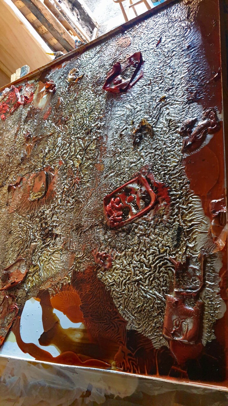 Shifts in Time: Autumn 2025. Installation view. Mixed media on canvas 2 x 2 metres