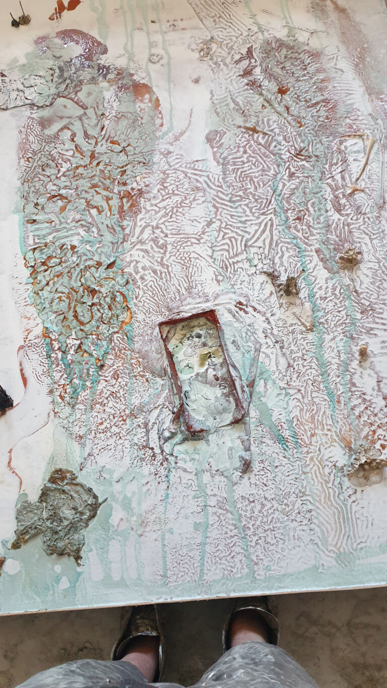 Shifts in Time: Autumn 2025. Installation view. Mixed media on canvas 2 x 2 metres