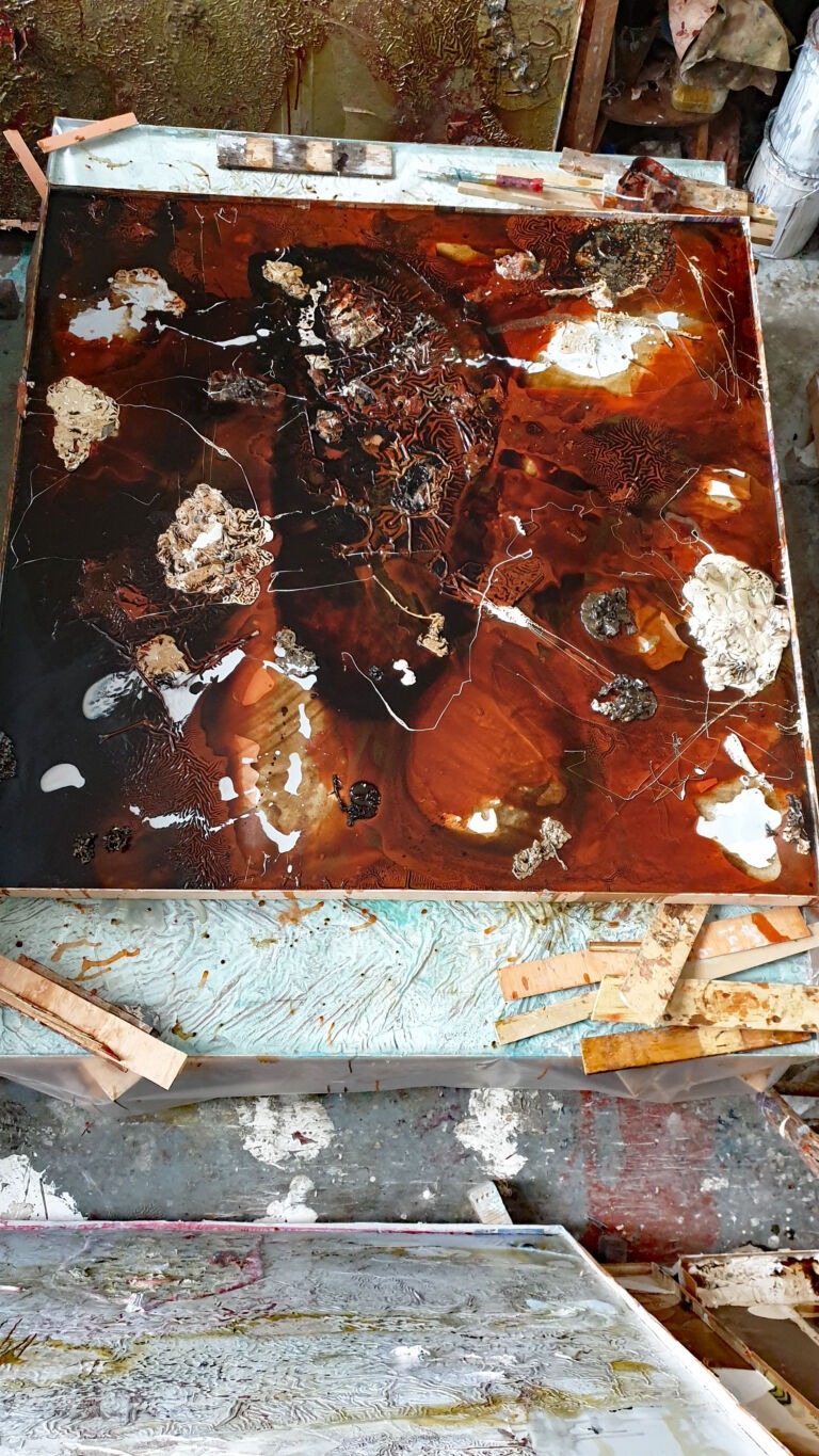 Shifts in Time: Autumn 2025. Installation view. Mixed media on canvas 2 x 2 metres