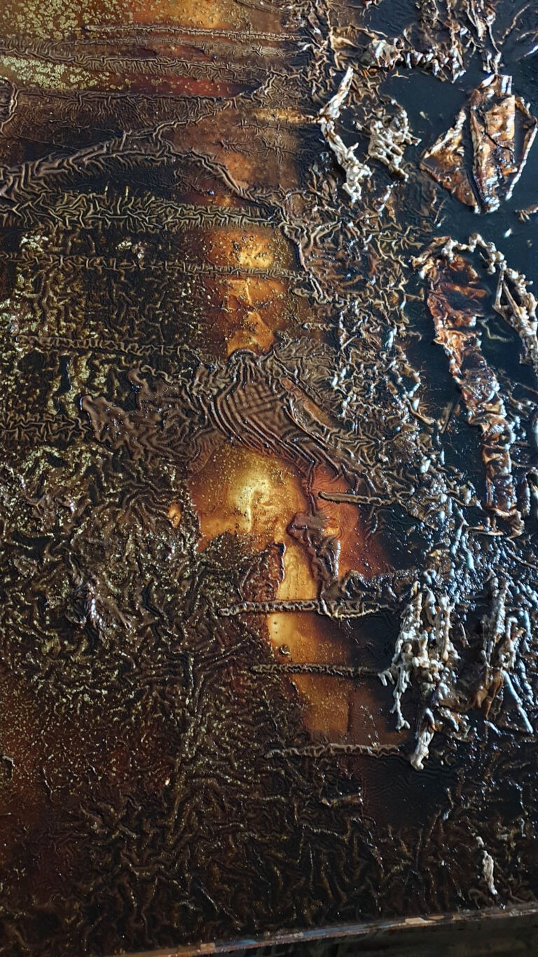 Shifts in Time: A Journey. Mixed media on canvas. Installation view