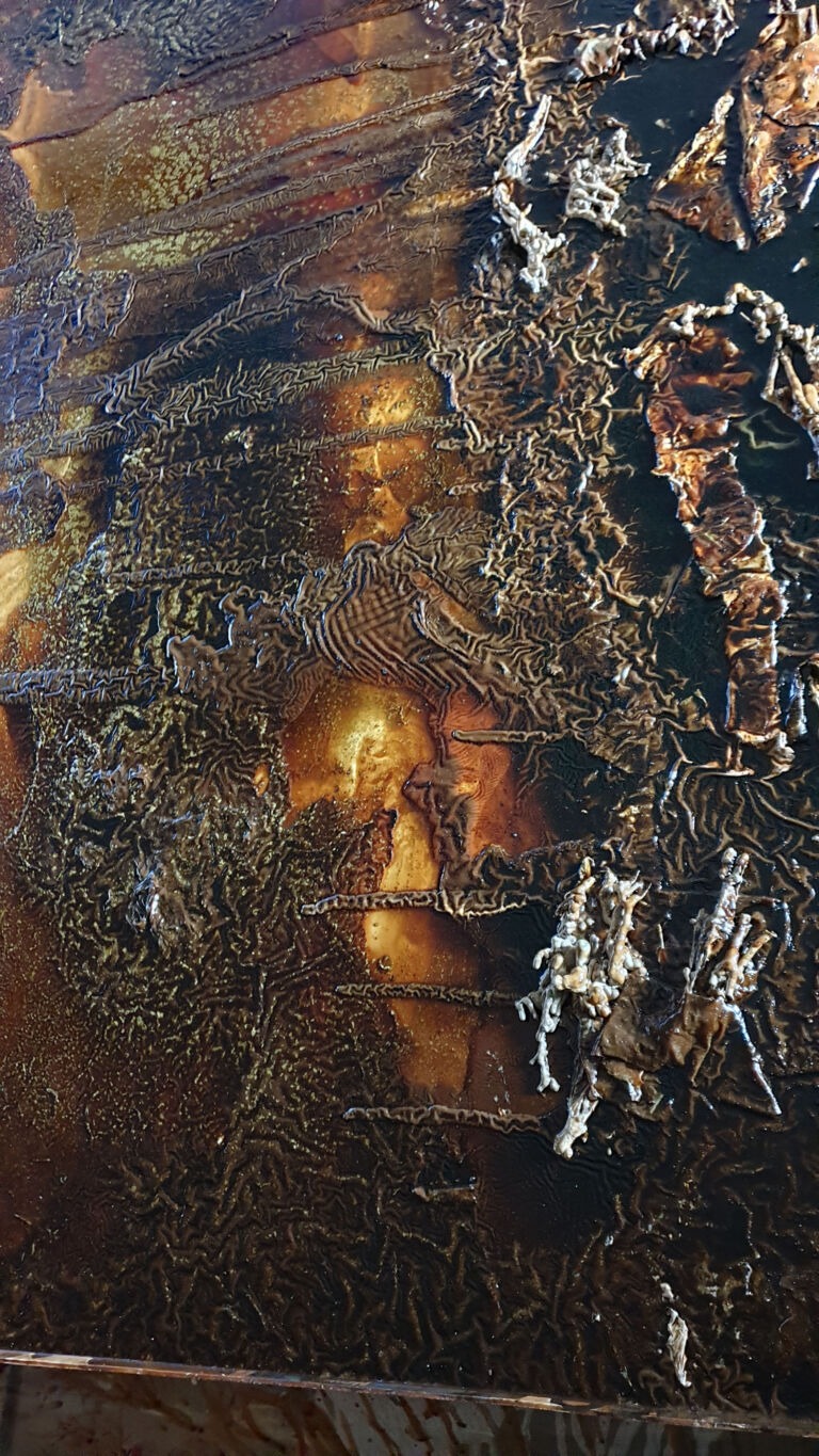 Shifts in Time: A Journey. Mixed media on canvas. Installation view