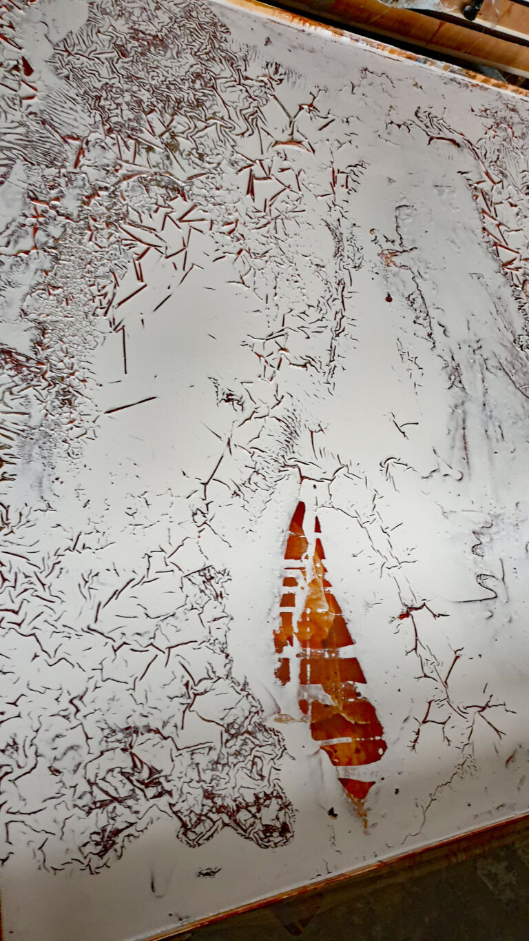 Shifts in Time: A Journey. Mixed media on canvas. Installation view