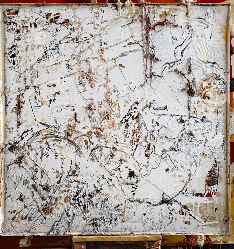 Shifts in Time: A Journey. Mixed media on canvas. Installation view