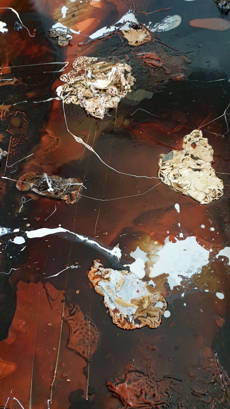 Shifts in Time: A Journey. Mixed media on canvas. Installation view