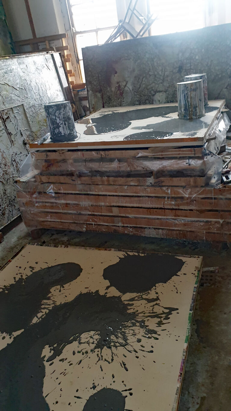 April paintings 2026,. Installation view. Mixed media on canvas