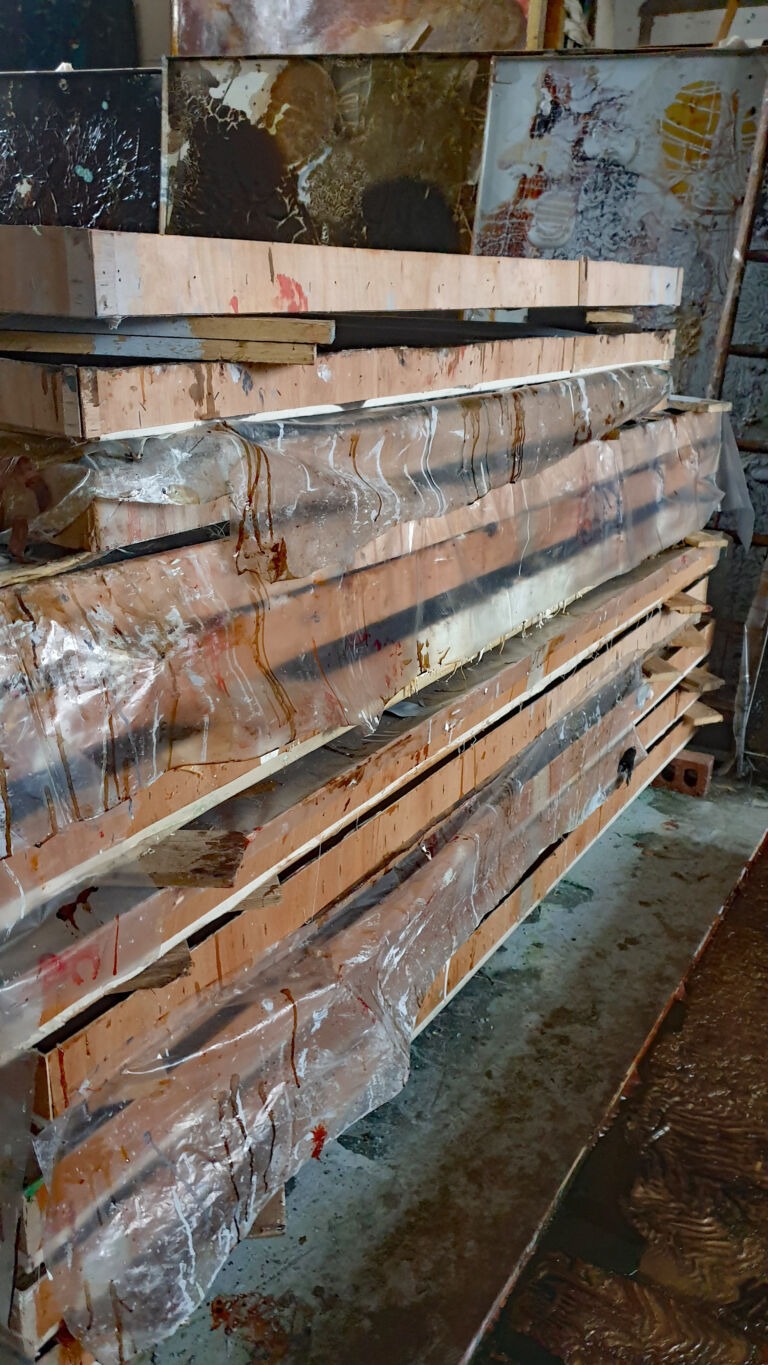 Spring 2026: Installation view. Mixed media on canvas. Spring 2026: Installation view. Mixed media on canvas.