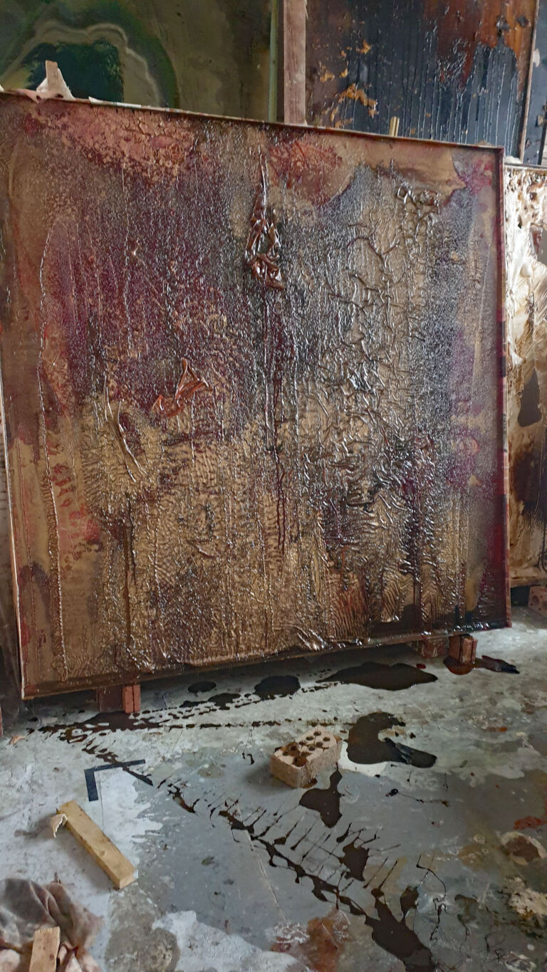 Spring 2026: Installation view. Mixed media on canvas. Spring 2026: Installation view. Mixed media on canvas.