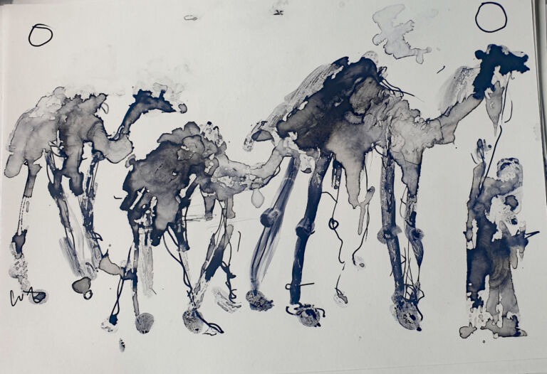 into the Sun: Ink and pen washes on 300gsm—A4 paper.