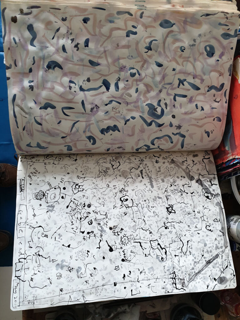 Books of Ink Drawings 2018 to 2022. Pt 2 for HKSW. Installation view.