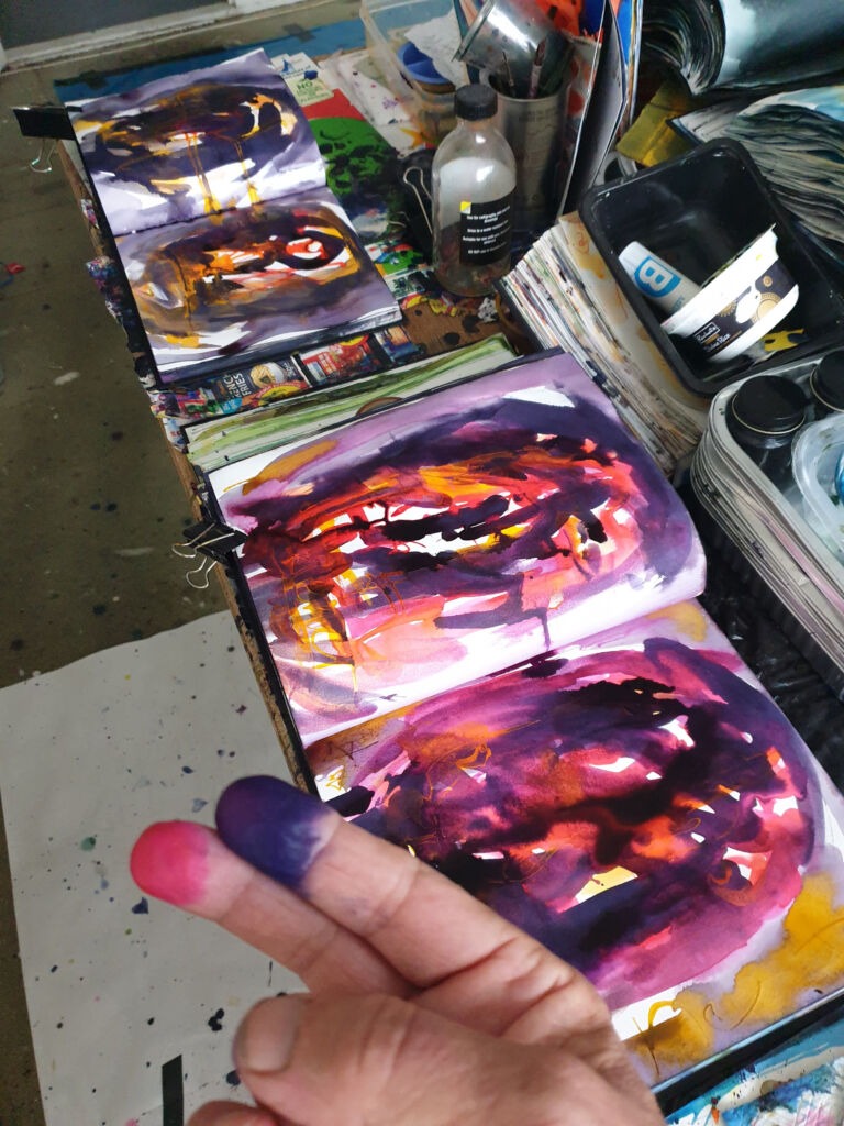 Books of Ink Drawings 2018 to 2022. Pt 2 for HKSW. Installation view.