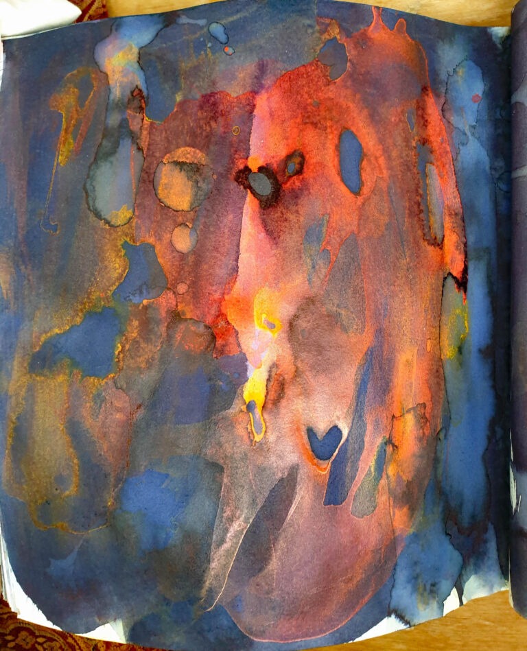 Installation view. Books of ink drawings, 2018 to 2022. For the project, Hidden Kingdoms Shifting Worlds.