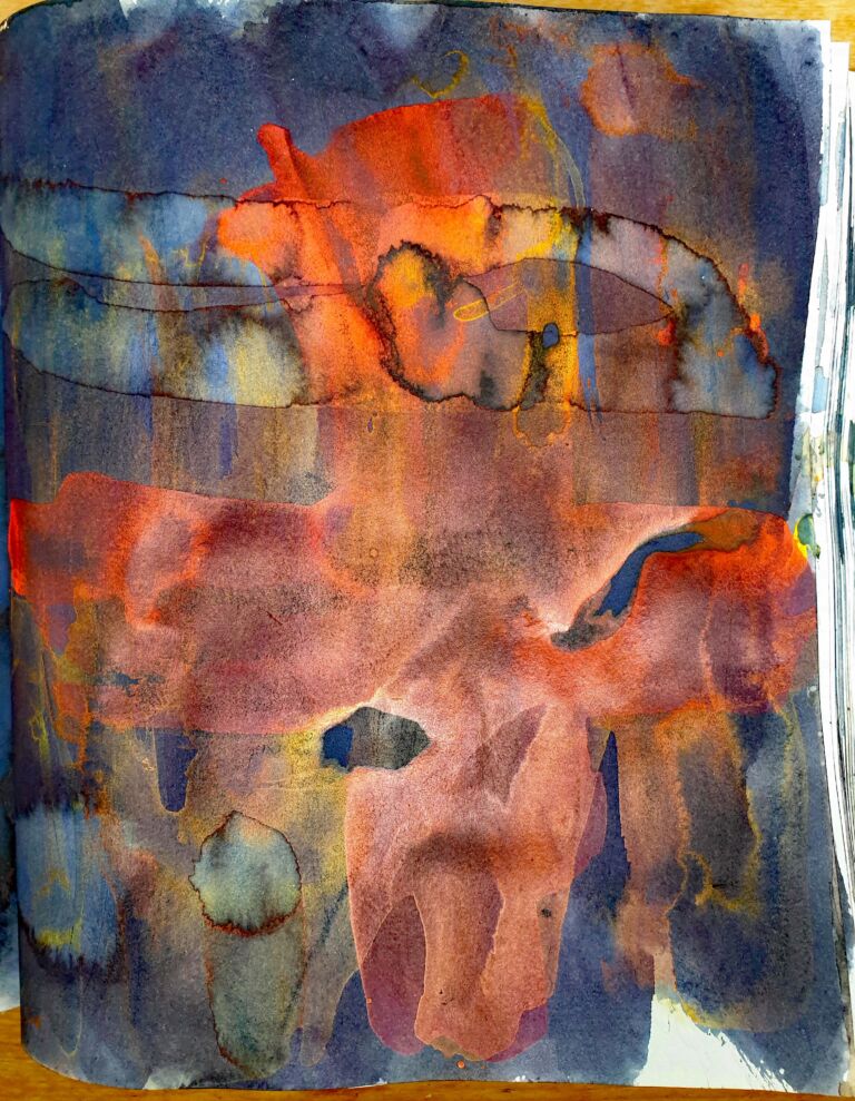 Installation view. Books of ink drawings, 2018 to 2022. For the project, Hidden Kingdoms Shifting Worlds.