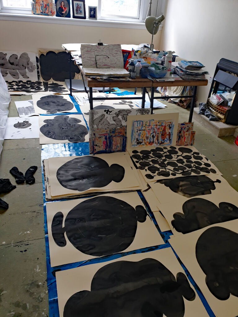 Installation view. Books of ink drawings, 2018 to 2022. For the project, Hidden Kingdoms Shifting Worlds. Installation view. Books of ink drawings, 2018 to 2022. For the project, Hidden Kingdoms Shifting Worlds.