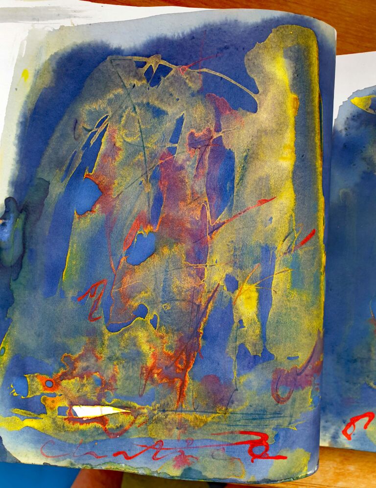 Installation view. Books of ink drawings, 2018 to 2022. For the project, Hidden Kingdoms Shifting Worlds.